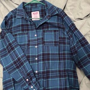 Mossimo Blue Plaid Button-Up Shirt